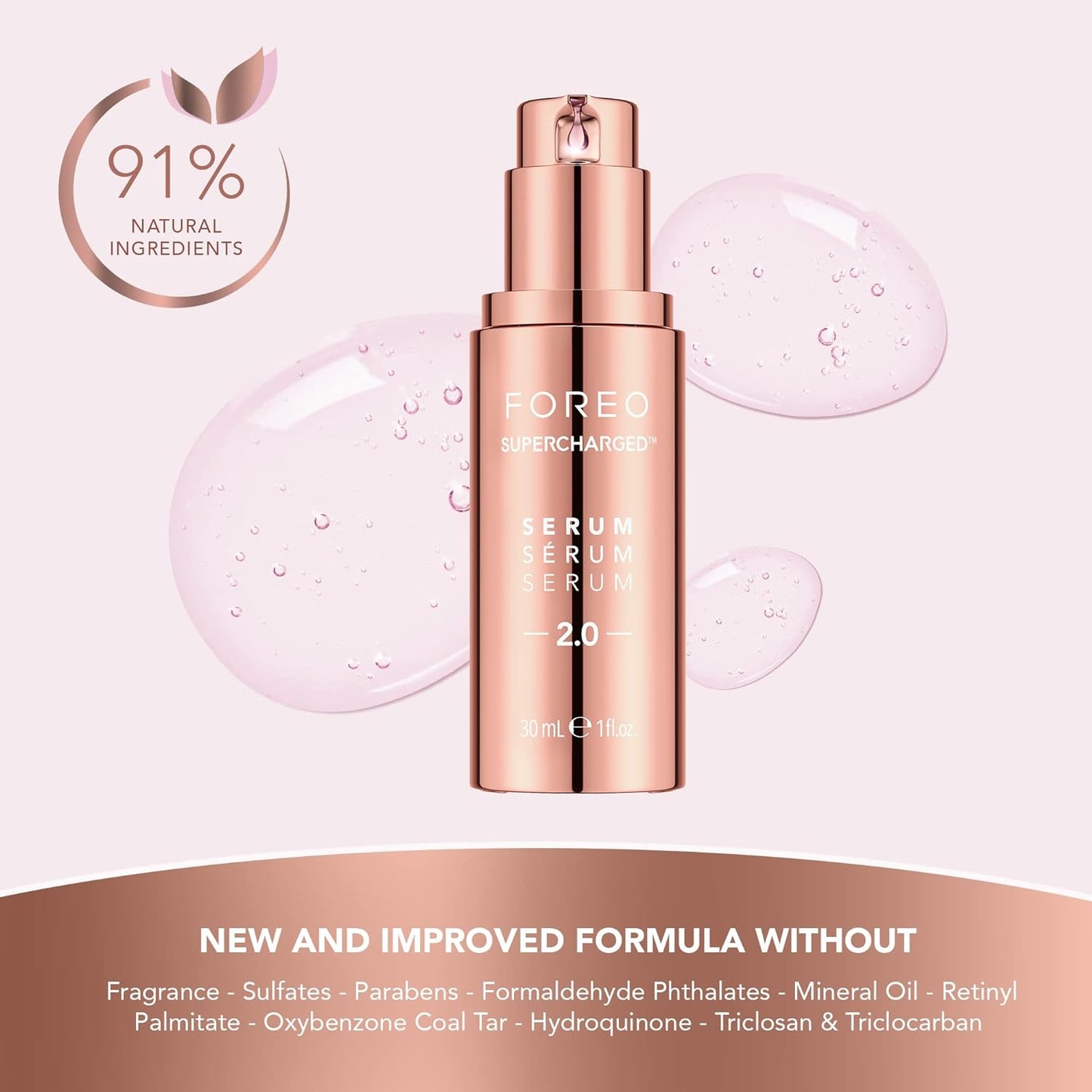 FOREO SUPERCHARGED SERUM 2.0 - Anti-aging Face Serum - Conductive Gel - Moisturizing Face Care - Hyaluronic Acid & Squalane - Vegan & Cruelty-free - All Skin Types - 30ml