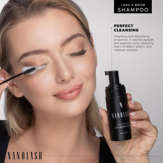 Nanolash Lash & Brow Shampoo 50 ml - cleansing shampoo for eyelashes and eyebrows, eyelash foam, eyelash extension cleanser