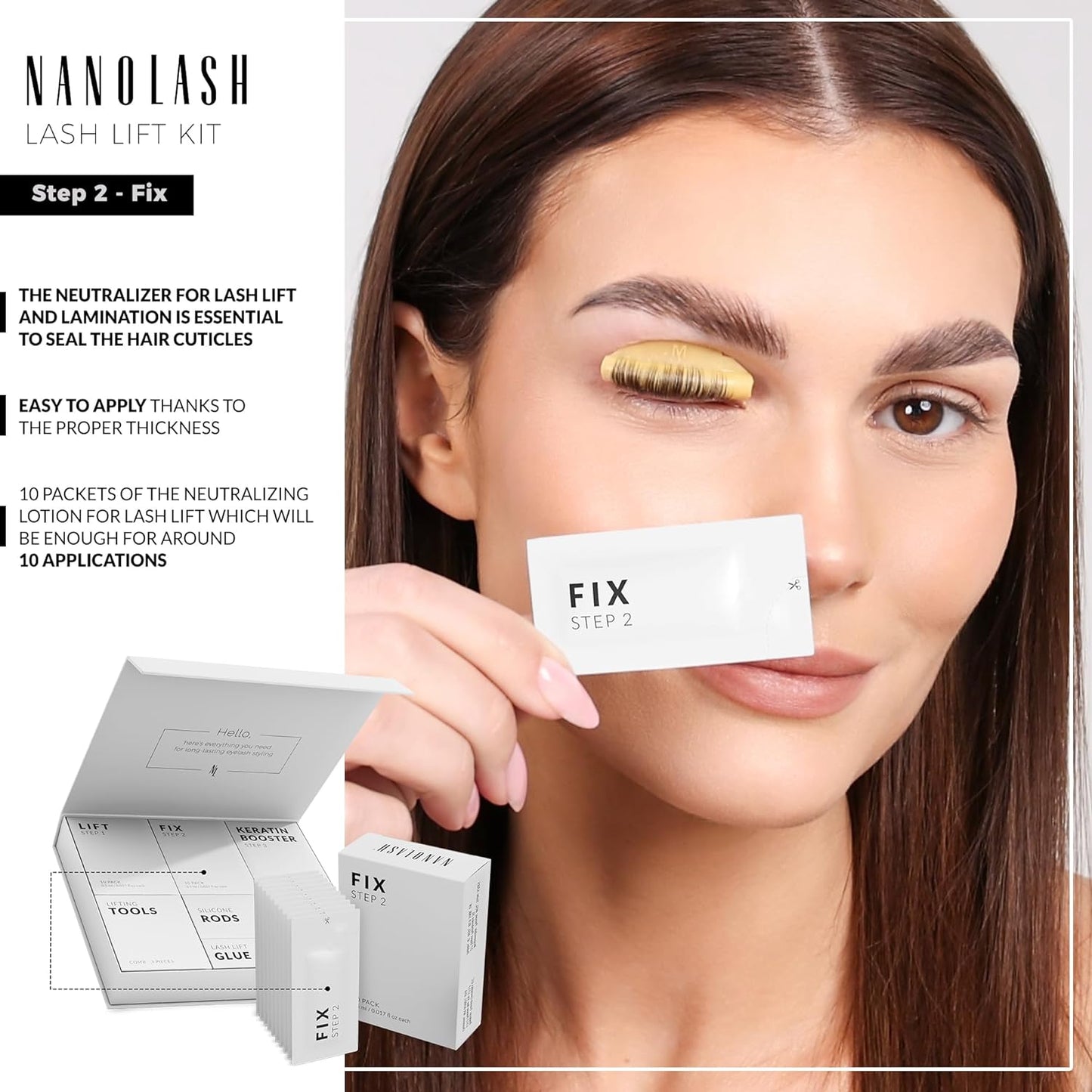 Nanolash Step 2 Fix 10 sachets - lash lift and lamination neutralizer