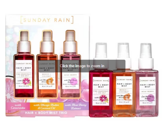 Sunday Rain Hair and Body Mist Trio