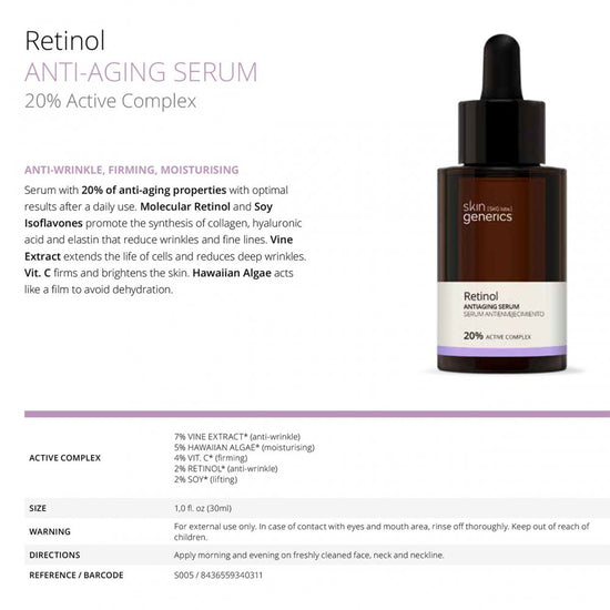 Skin Generics Anti-Aging Serum Retinol 20% Active Complex, 30ml