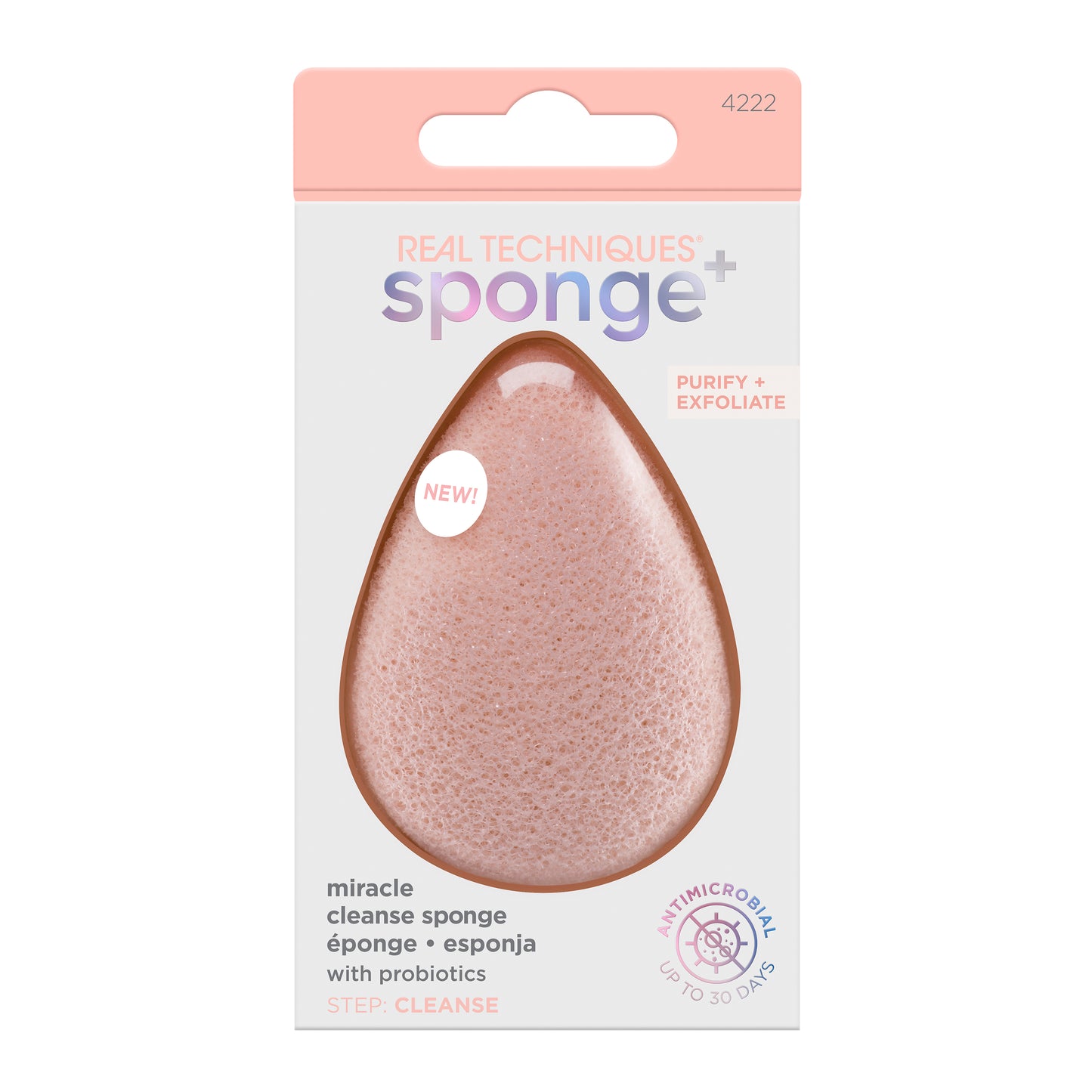 Real Techniques Sponge+, Skin Care Facial Cleanser Tool, with Probiotics, exfoliate and clean pores, Miracle Complexion Sponge