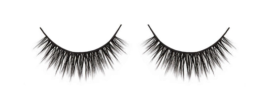  Pair of Ardell Aqua Lash 340 faux lashes side by side featuring its black water-activated lash band & round silhouette