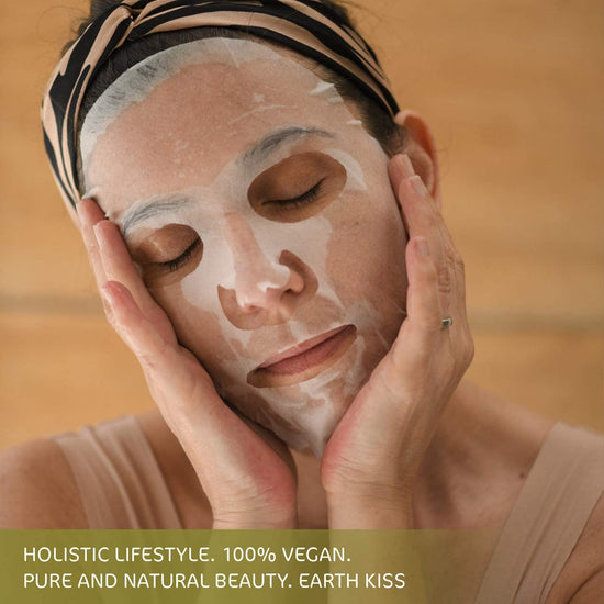 Earth Kiss Inspirations Purifying Organic Bamboo Sheet Mask with Shilajit and Million Year Clay to Cleanse Your Skin