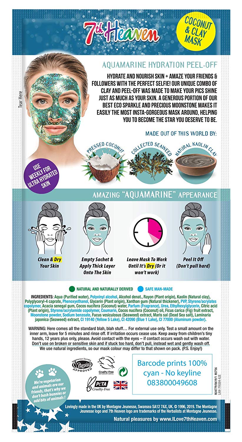 7th Heaven StarDust Heavenly Aquamarine Peel-Off Coconut Clay Mask