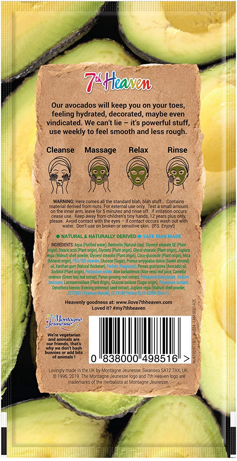  7th Heaven Superfood Avocado Clay Face Mask with Exfoliating Walnut and Hydrating Avocado for a Deep Pore Cleanse to Brighten Skin - Ideal for All Skin Types