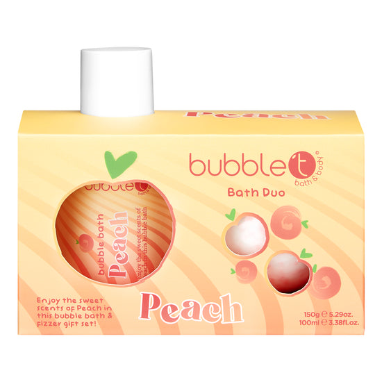 Bubble T Peach Bath Bomb Fizzer & Bubble Bath Duo Gift Set