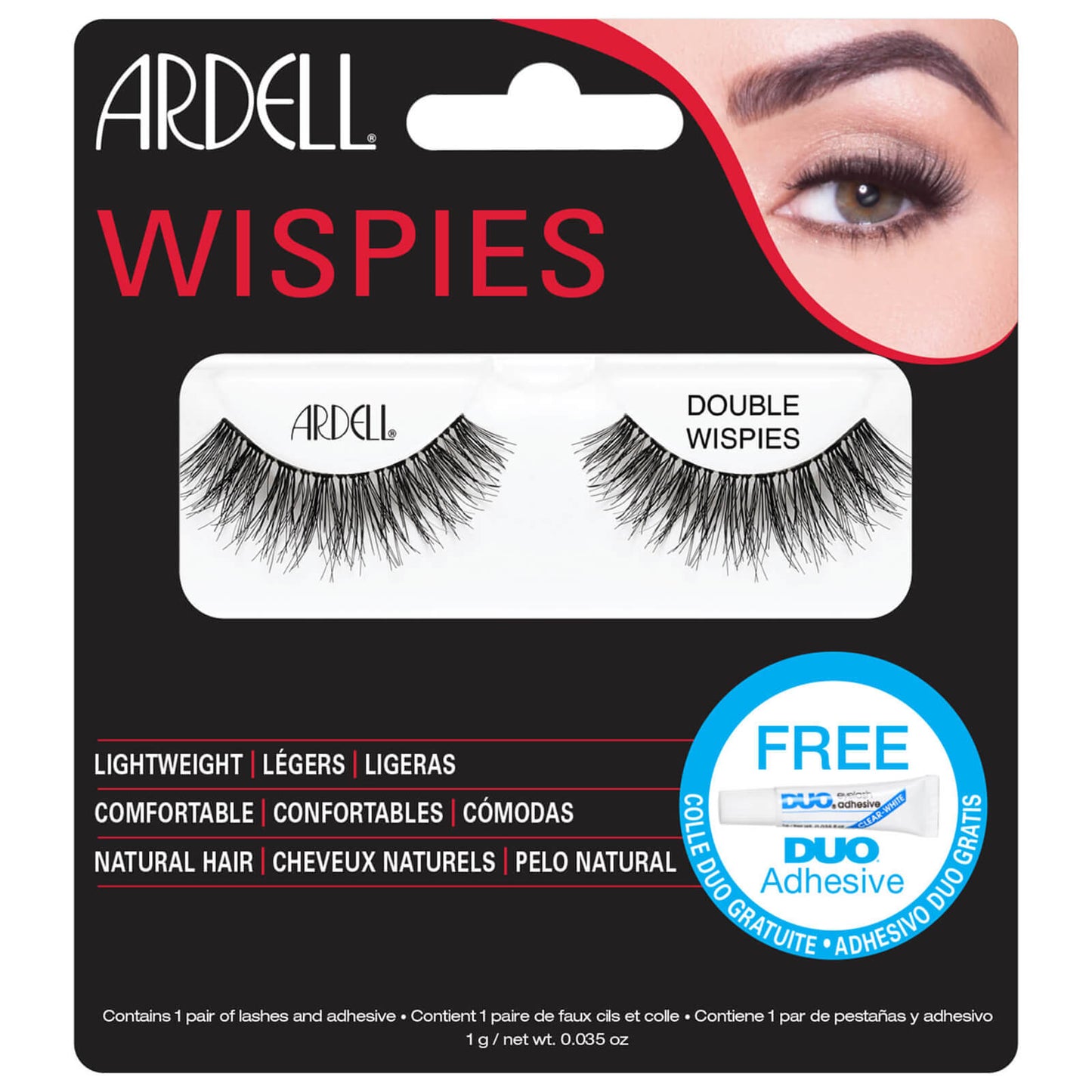 A pair of Ardell Double Up Demi Wispies showing its full volume, medium length lashes