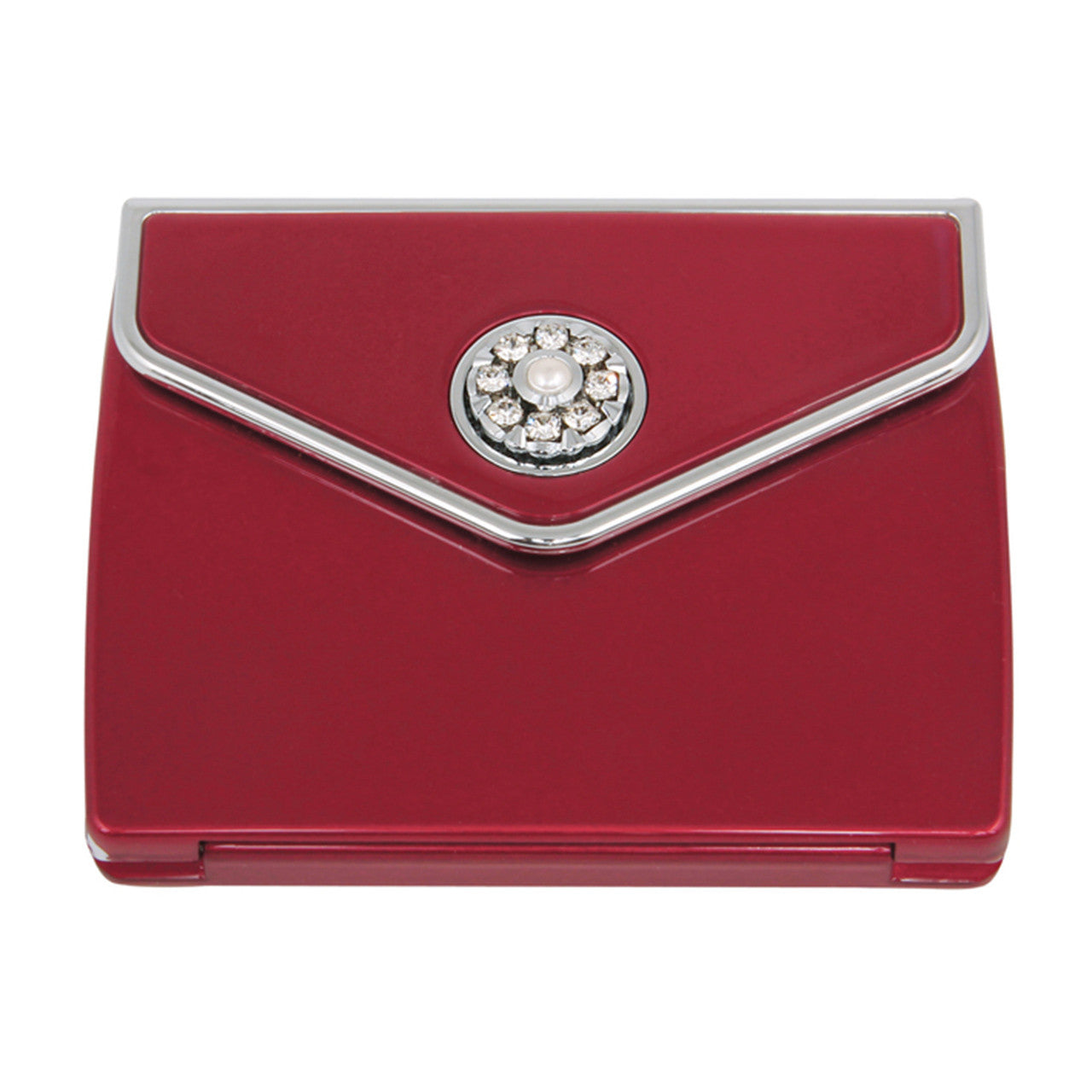 Fancy Metal Goods Pearl & Crystal Compact Envelope - Ruby