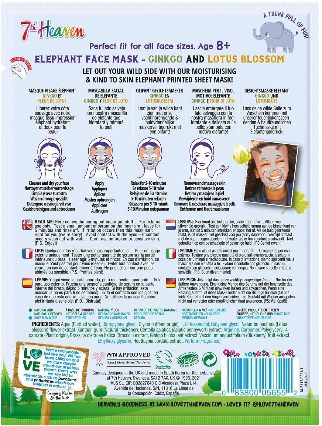 7th Heaven Born Free Elephant Sheet Face...