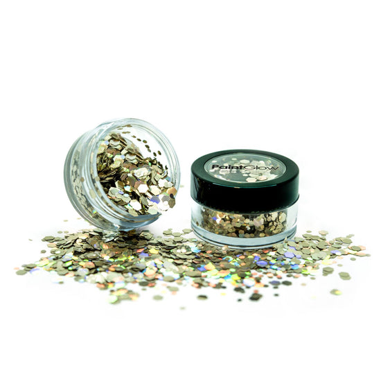 PaintGlow Holographic Chunky Glitter  – Vegan Cosmetic Glitter for Face, Body, Nails, Hair and Lip