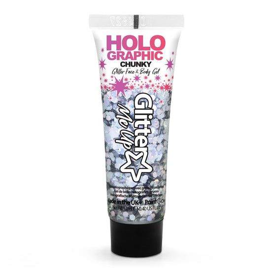 PaintGlow Holographic Chunky Glitter Gel – Vegan Cosmetic Glitter for Face, Body, Nails, Hair and Lip