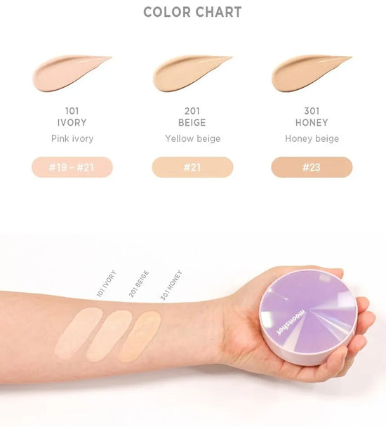 Moonshot Micro Glassyfit Cushion SPF50+ PA**** 301 Honey 15g