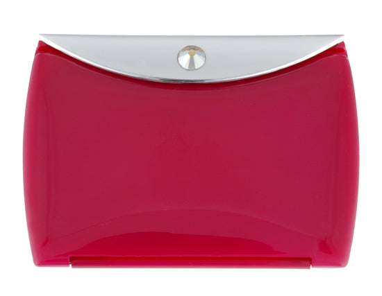 Fancy Metal Goods Pink Mirror Compact Envelope 3x Mag with Swarovski Crystal