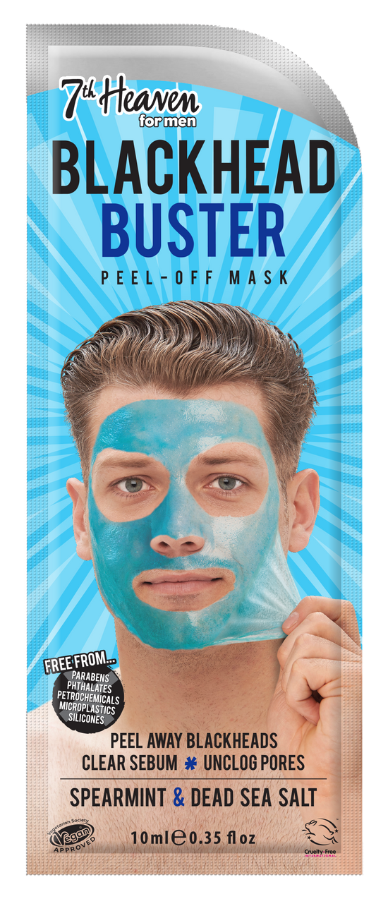7th Heaven for Men - Blackhead Buster Cleansing Peel-Off Face Mask with Spearmint and Dead Sea Salt to Peel Away Blackheads, Clear Sebum and Unclog Pores