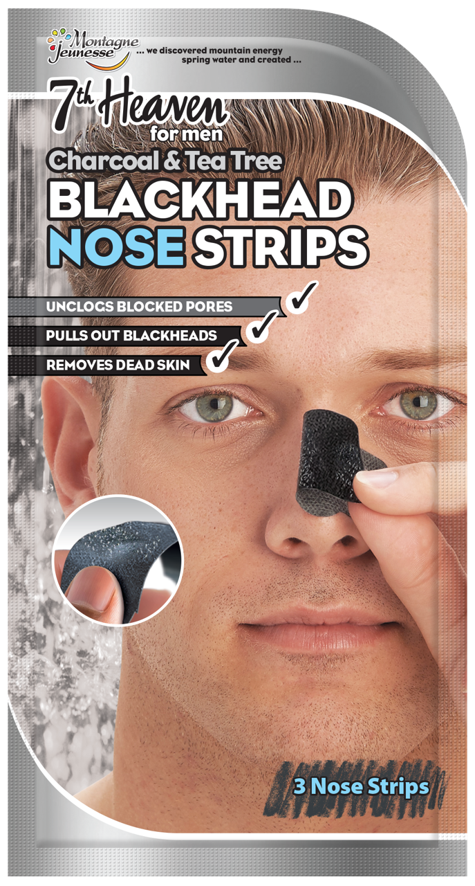 7th Heaven Men's Blackhead Nose Strips - Charcoal & Tea Tree - BOX  (8 x nose strips)