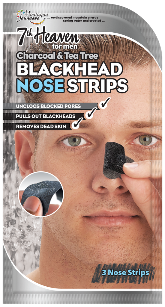 7th Heaven Men's Blackhead Nose Strips - Charcoal & Tea Tree - BOX  (8 x nose strips)