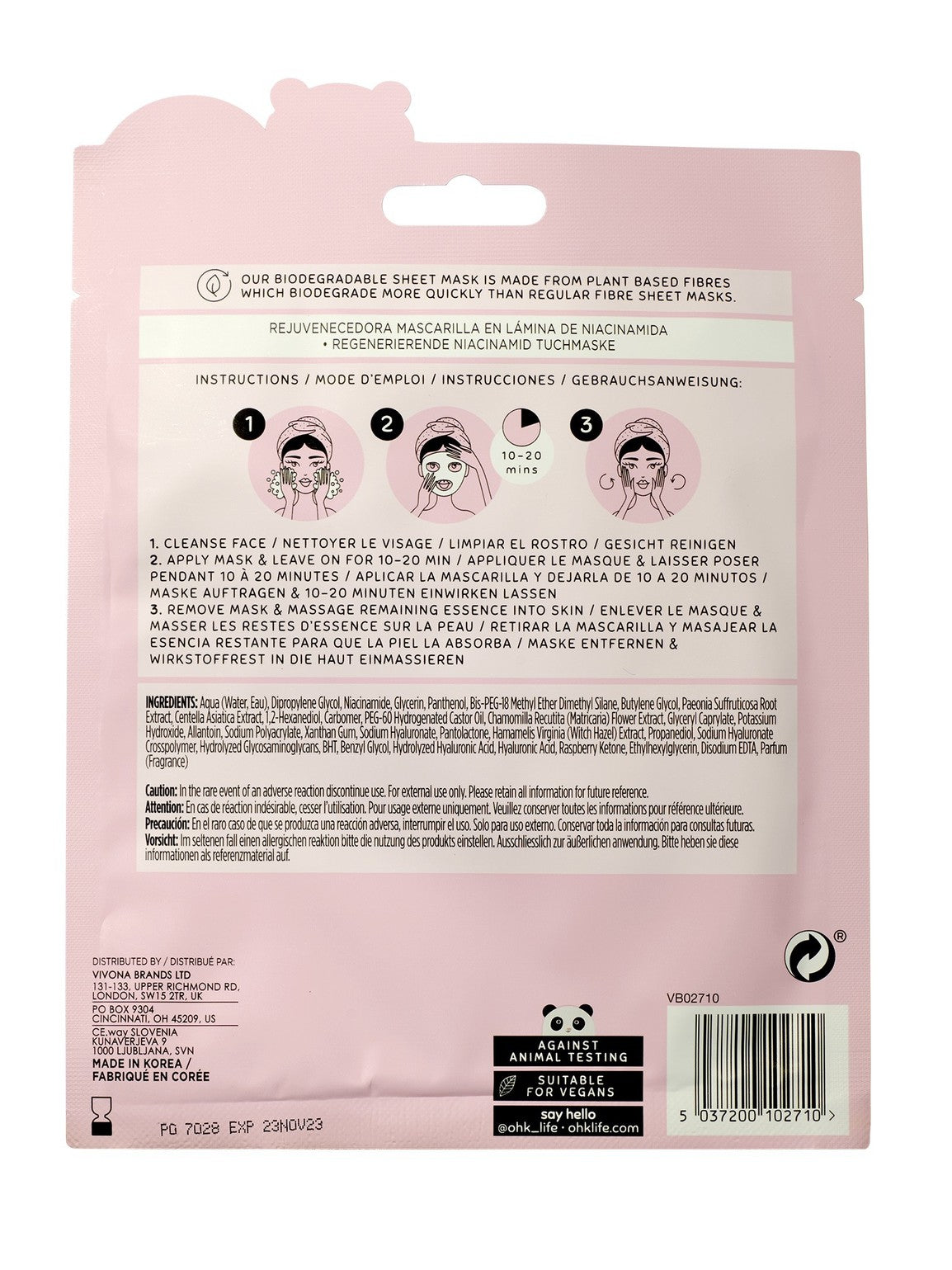 Oh K! Rejuvenating Niacinamide Sheet Mask 34ml