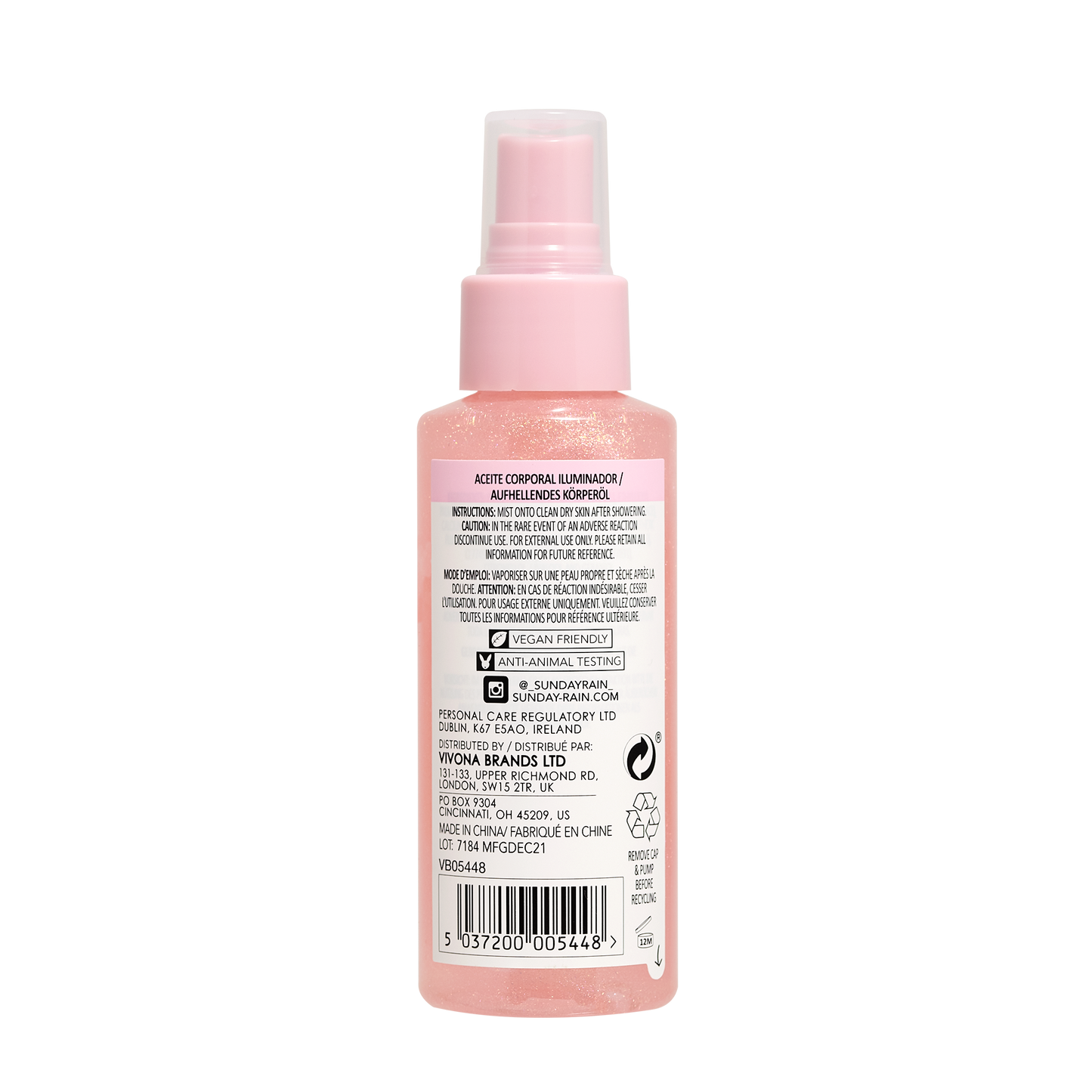 Sunday Rain Illuminating Body Oil Rose, 120ml