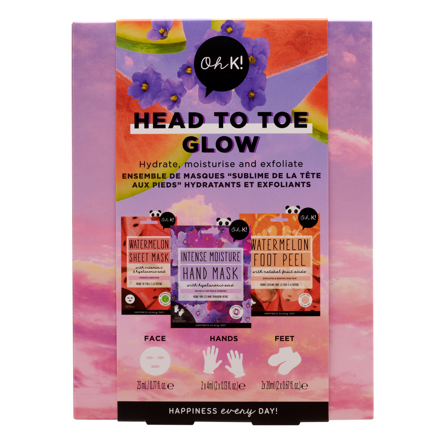 Oh K! Head To Toe Glow Mask & Peel Pamper Set