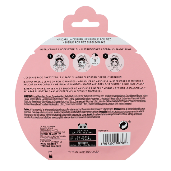 Oh K! Bubble Pop Fizz Bubble Sheet Mask 23g