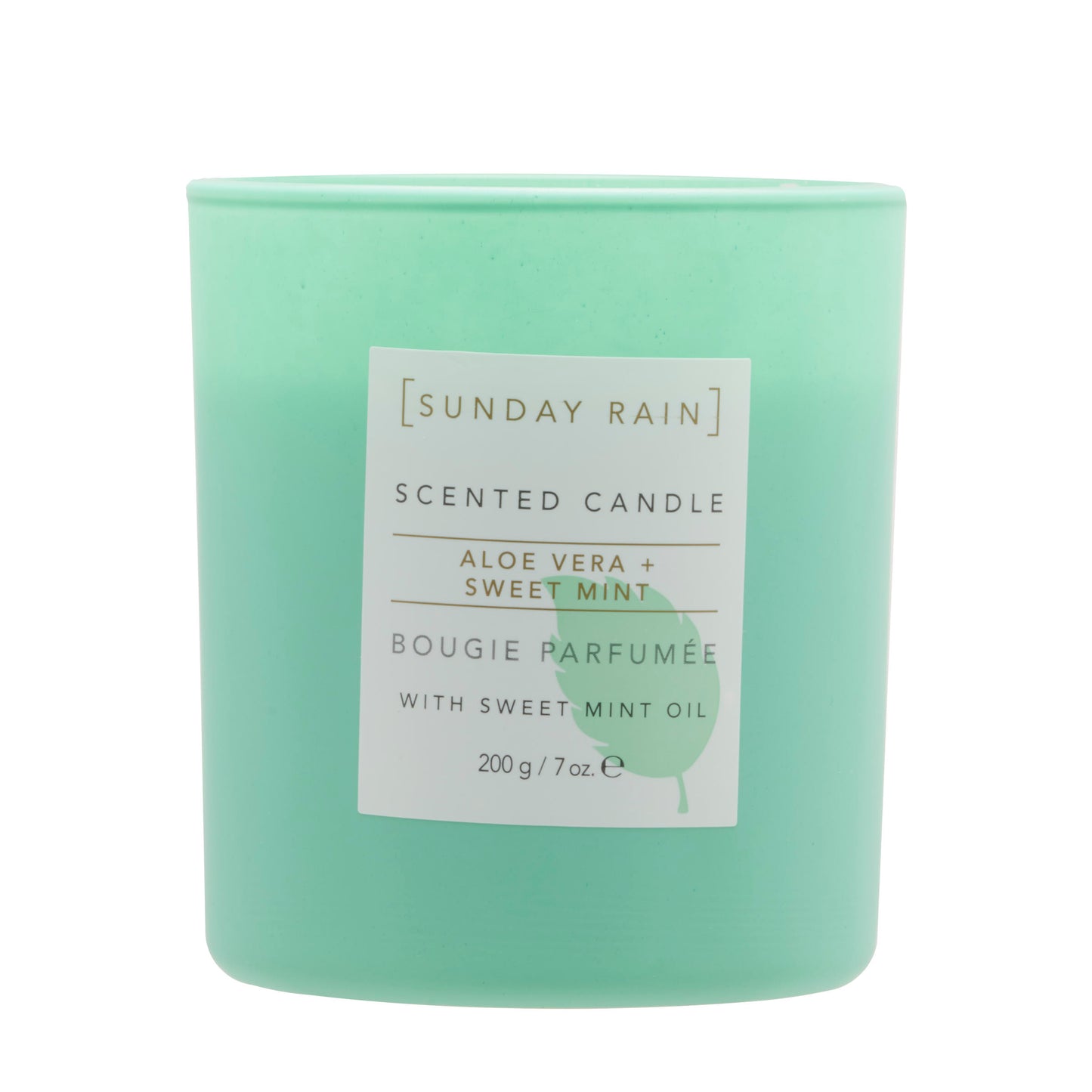 Sunday Rain Aloe Vera & Sweet Mint Soy Candle, with Aromatherapy Oils, Up to 40 Hours Burn Time, Refreshing & Calming Fragrance, 265g