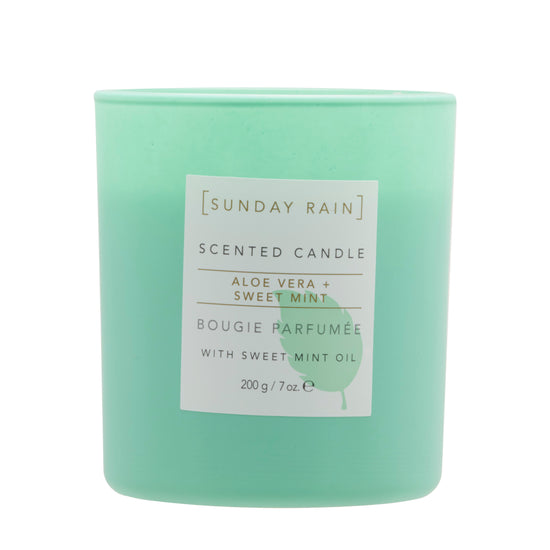 Sunday Rain Aloe Vera & Sweet Mint Soy Candle, with Aromatherapy Oils, Up to 40 Hours Burn Time, Refreshing & Calming Fragrance, 265g