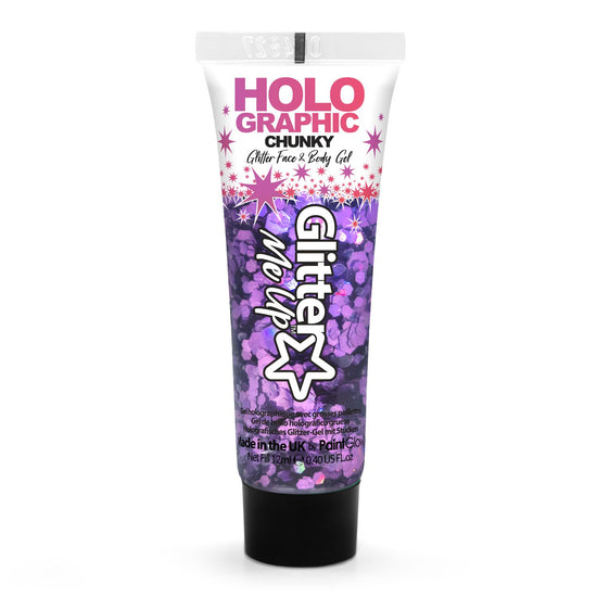 PaintGlow Holographic Chunky Glitter Gel – Vegan Cosmetic Glitter for Face, Body, Nails, Hair and Lip