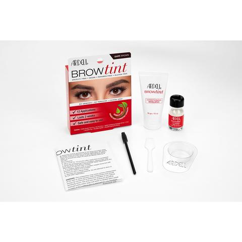 Front view of Ardell Brow Tint Dark Brown retail wall hook box packaging