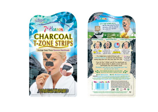  7th Heaven Blackhead Pull-Out T-Zone Strips with Activated Charcoal, Squeezed Aloe Vera and Crushed Witch Hazel for Ultra Clear Pores (Contains Forehead, Nose and Chin Strips)