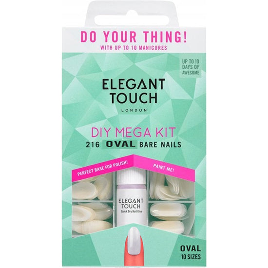 Elegant Touch DIY Mega Kit - Oval Bare Nails (216 Nails (10 Sizes) x Glue)